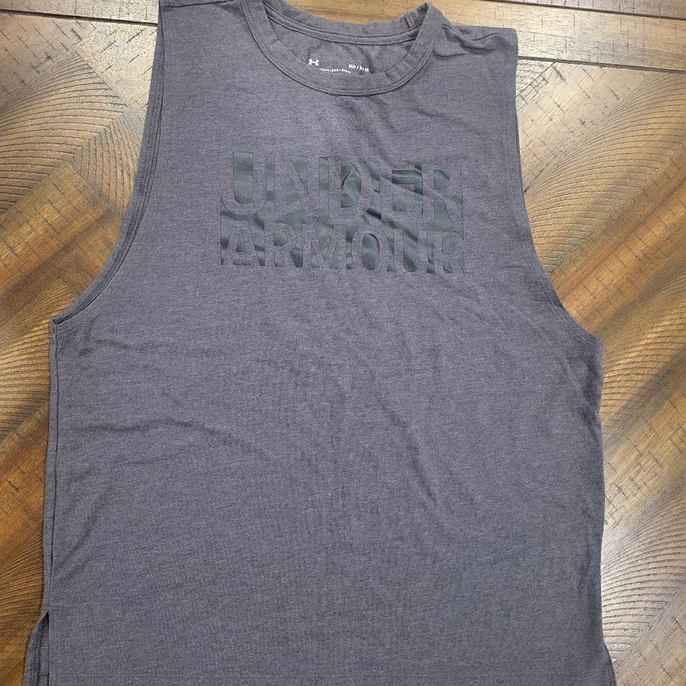 Womans Under Armour Muscle Tank Grey and Black Medium